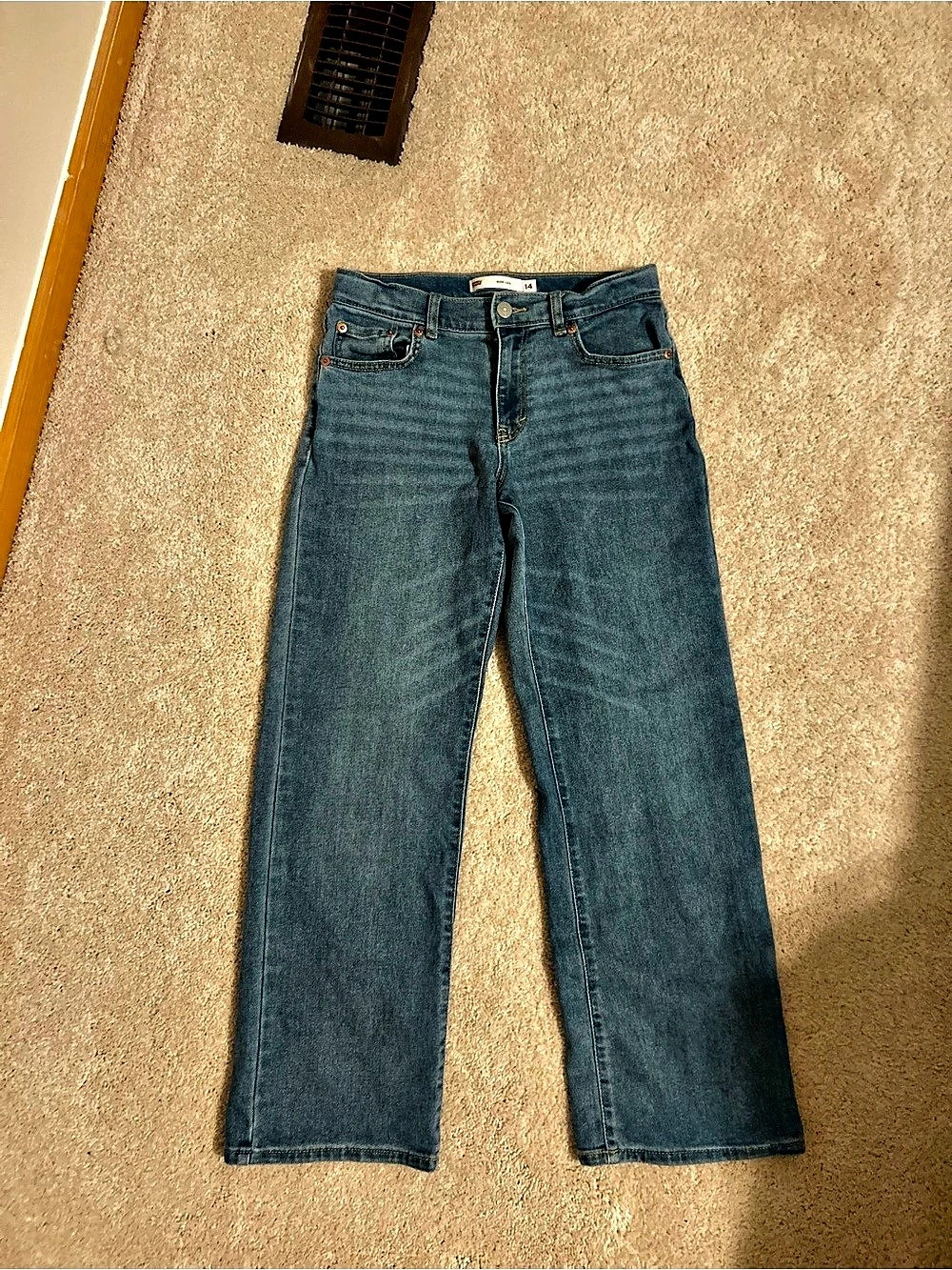 Levi's Big Girls Wide Leg Jeans Blue Waist 14